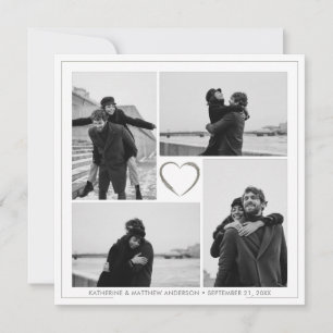 4 Photo Collage Wedding Anniversary Name & Date Invitation