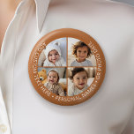 4 Photo Collage with Curvature Custom Text Around 6 Cm Round Badge<br><div class="desc">Add 4 photos and text to make a special keepsake for a friend or a family event. The border and background can be changed in the advanced design area. Use your square Instagram photos for the best results! TO CHANGE THE BACKGROUND - click on the customise or advanced design area,...</div>