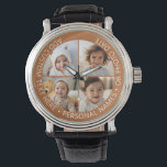 4 Photo Collage with Curvature Custom Text Around Watch<br><div class="desc">Add 4 photos and text to make a special keepsake for a friend or a family event. The border and background can be changed in the advanced design area. Use your square Instagram photos for the best results! TO CHANGE THE BACKGROUND - click on the customise or advanced design area,...</div>