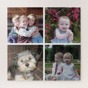 4 Photo Collage with Minimal White Background Jigsaw Puzzle