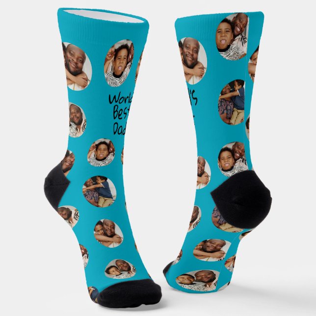 4 Photo Collage Worlds Best Dad Socks (Angled)