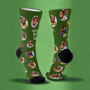 4 Photo Collage Worlds Best Dad Socks