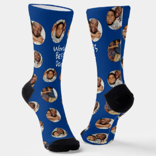 4 Photo Collage Worlds Best Dad Socks