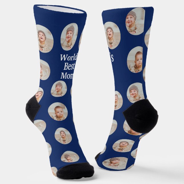 4 Photo Collage Worlds Best Mum Socks (Angled)