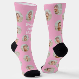 4 Photo Collage Worlds Best Mum Socks