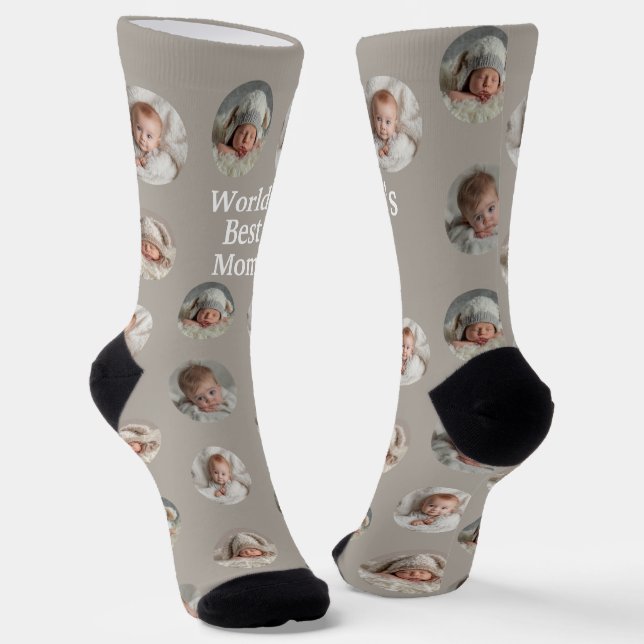 4 Photo Collage Worlds Best Mum Socks (Angled)