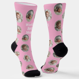 4 Photo Collage Worlds Best Mum Socks