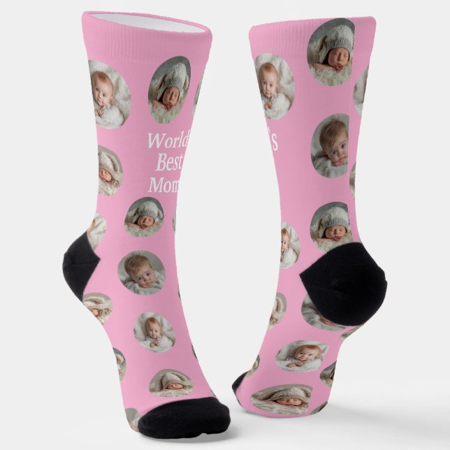 4 Photo Collage Worlds Best Mum Socks (Angled)