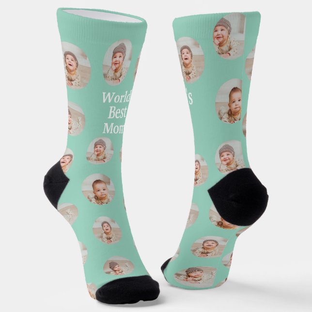 4 Photo Collage Worlds Best Mum Socks (Angled)