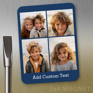 4 Photo Collage - you can change background colour Magnet