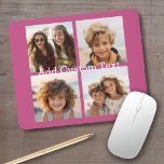 4 Photo Collage - you can change background colour Mouse Mat<br><div class="desc">Use your square Instagram photos for the best results! TO CHANGE THE BACKGROUND - click on the customise or advanced design area, and choose a colour in the colour picker. Add your favourite pictures and snapshots to this film strip for a fun memory keeper. An artistic way to display your...</div>