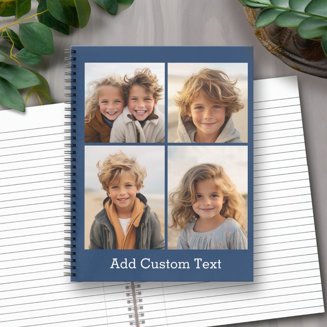 4 Photo Collage - you can change background colour Notebook (Personalized Notebook with Custom Text and Photos)