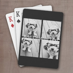 4 Photo Collage - you can change background colour Playing Cards