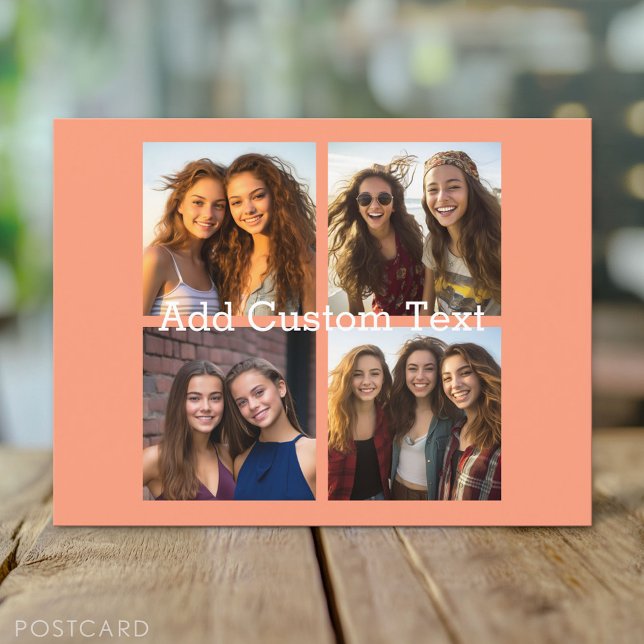 4 Photo Collage - you can change background colour Postcard (Custom Photo Postcard)