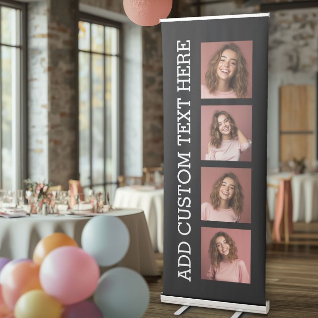 4 Photo Collage - you can change background colour Retractable Banner (Custom Stand Up Banner with 4 Photos)