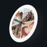 4 Photo Custom Collage Personalized Round Clock<br><div class="desc">Create a Custom Photo Collage unique customized personalized 4 Photo wall clock from Ricaso</div>