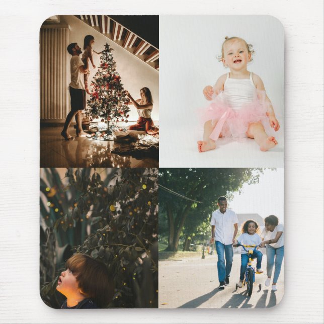4 Photo Custom Personalised Collage Mouse Mat (Front)
