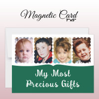 4 photo custom text white green magnetic card