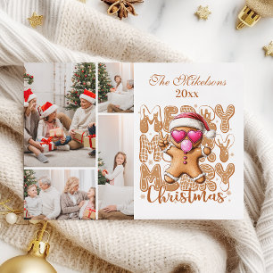 4 Photo Cute Gingerbread Christmas Holiday Card
