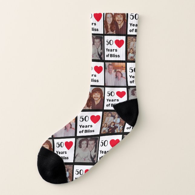 4 Photo Dating or 50th Wedding Anniversary Gift Socks (Left Outside)