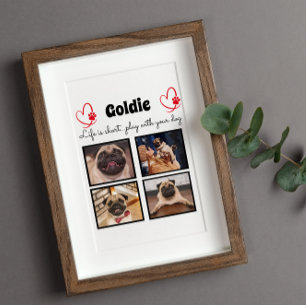 4 photo dog collage - customised memory plaque