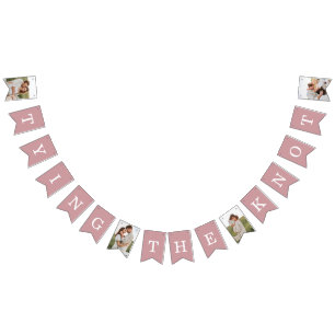 4 Photo Engagement Party Dusty Rose Bunting Flags