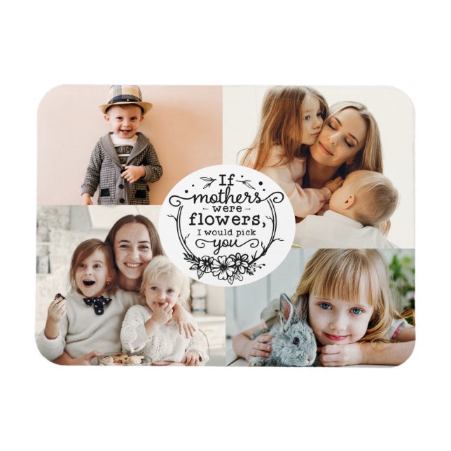 4 photo family collage mom keepsake mothers day magnet (Horizontal)