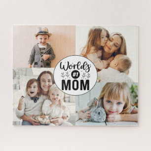 4 photo family collage number 1 mum mothers day jigsaw puzzle