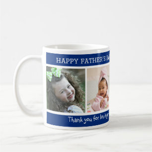 4 Photo Father's Day Blue Best Step Dad Ever Coffee Mug