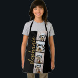 4 Photo Film Strip Collage Script Name black Apron<br><div class="desc">Photo collage in a film strip layout with a huge modern script for the name. Use up to four square or selfie phone photos to create a unique and personal gift. Or you can keep the hipster puppy and make a trendy keepsake. For best results, use photos that have been...</div>