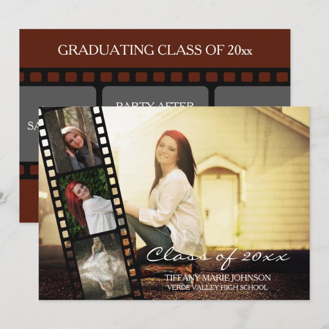 4 PHOTO Filmstrip Graduating Class of 2019 Invitation (Front/Back)