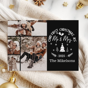 4 Photo First Christmas as Mr. & Mrs Holiday Card