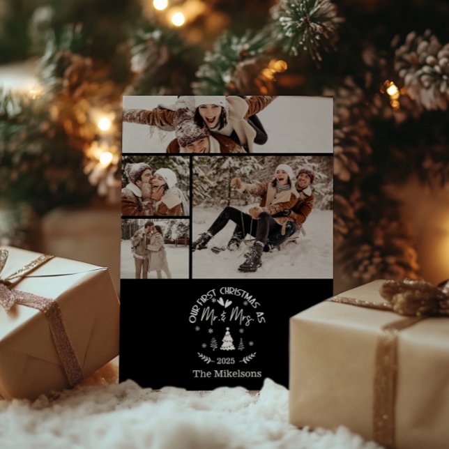 4 Photo First Christmas as Mr. & Mrs Holiday Card (Creator Uploaded)