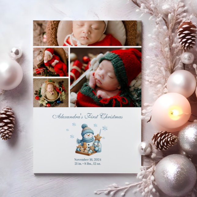 4 Photo First Christmas Birth Announcement  (Creator Uploaded)