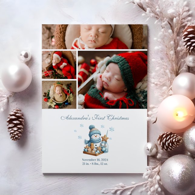 4 Photo First Christmas Birth Announcement  (Creator Uploaded)