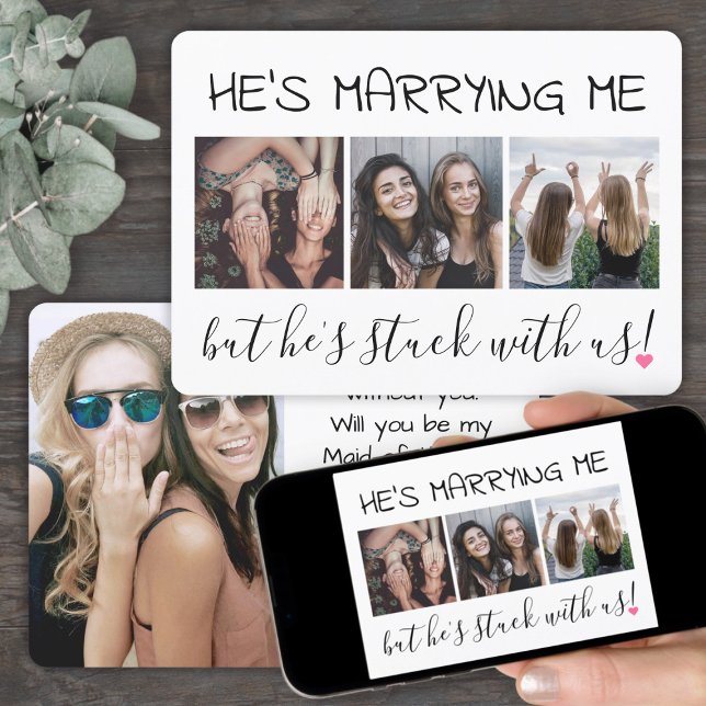 4 Photo Funny Bridesmaid / Maid of Honour Proposal Invitation (Creator Uploaded)