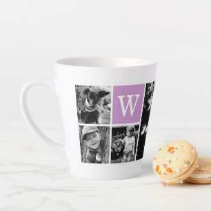 4 Photo Gallery and Purple Monogram Latte Mug