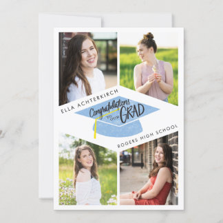 4 Photo Graduation Cap Announcement and Invitation