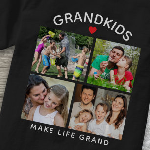 4 Photo Grandkids Make  Life Grand Grandparent  T-Shirt