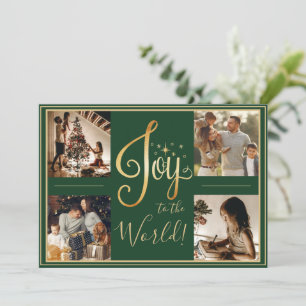 4 Photo Green Christmas Holiday Card