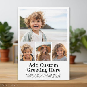 4 Photo Grid - 2 Lines of Text Modern Holiday Card