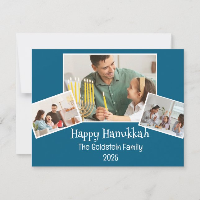 4 Photo Hanukkah Family Holiday Card (Front)