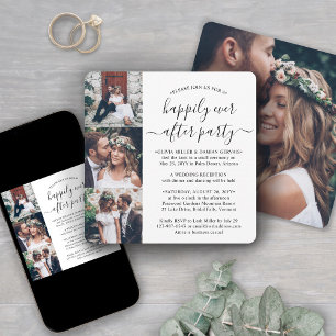 4 Photo Happily Ever After Party Square Wedding Invitation