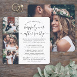 4 Photo Happily Ever After Party Square Wedding Invitation<br><div class="desc">Invite family and friends to a simply elegant reception-only wedding celebration with this stylish modern 4 photo collage square invitation. All wording is simple to personalise for a vow renewal ceremony, sequel wedding, 1st anniversary, post-elopement or dinner party. Customise it to include any details of your choice, such as marriage...</div>