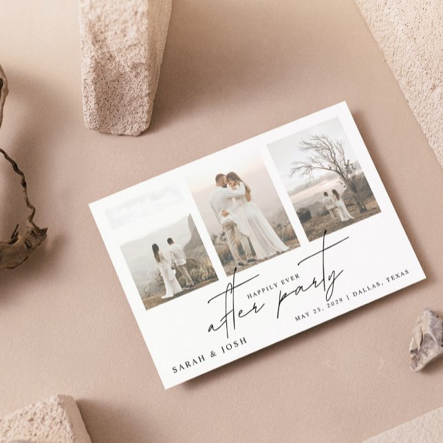 4 Photo Happily Ever After Party Wedding Announcement (Our Fairy Tale Continues... Join Us for Our Happily Ever After Party! 🌟🍾)