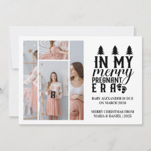 4 Photo In My Merry Pregnant Era Christmas Holiday Card