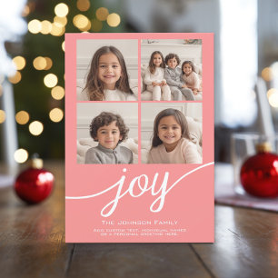 4 Photo Instagram Collage with Holiday Joy Coral Card