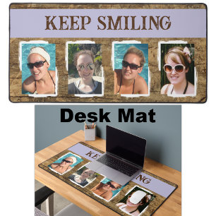 4 photo keep smiling brown purple desk mat