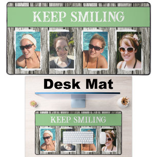 4 photo keep smiling grey green desk mat