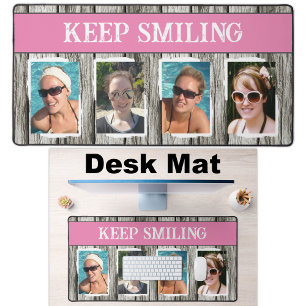 4 photo keep smiling grey pink desk mat